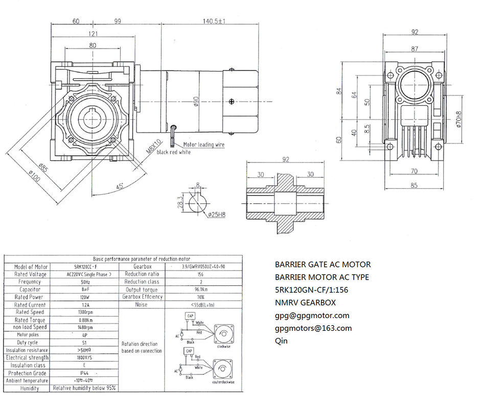 type à C.A. de porte de barrière du 1h40 5 T/MN de 1:3.9 de boîte de vitesse de ver de 5rk140w Nmrv